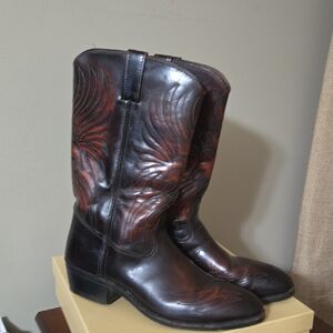 Vintage Iron Age Men's Thunderbird Mahogany Leather Western Boots Size 11D